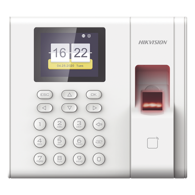 DS-K1A8503EF-B - Lector de Control de Acceso y Asistencia / Reconocimiento de Huella <1s / 1,000 Usuarios / 100,000 Eventos / LCD 2.4 Pulgadas / TCP-IP / EM 125 kHz / Batería de Respaldo 2 h