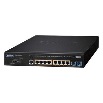 AVS-4210-8HP2X - Switch Administrable L2+ AV / 4 Puertos PoE++ 95W + 4 Puertos PoE+ 32W + 2 SFP+ 10G / Presupuesto PoE 240W / Fanless / Dante y NDI