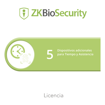 ZKBSTA5 - Licencia de Software / Gestión de 5 Dispositivos / Control de Tiempo y Asistencia / Compatible InbioPro, Inbio, APX y Biométricos