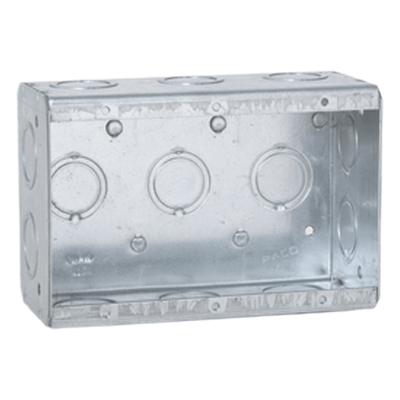 HUB-692 - Caja Multigang / 3 Gangs / Profundidad 2.5 in / 16 Entradas 1/2" y 3/4" / Capacidad 47.8 in³ / Acero Galvanizado / UL Listed