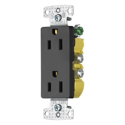HUB-RRD-15BK - Receptáculo Duplex Decorador / 15A 125V / 2 Polos 3 Hilos / NEMA 5-15R / Negro
