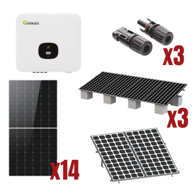 MIN8000KIT1 - Kit Solar de Interconexión a Red / 8 kW / 220 Vca / Inversor Monofásico / 14 Módulos Fotovoltaicos 645 W / Montaje para 6 Módulos
