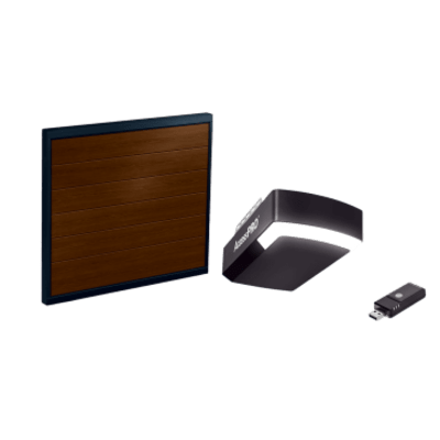 KIT-DOOR-127B - KIT COMPLETO Incluye /Puerta D/ Garage / APDOORB 12x7 Pies / Lisa Linea Central / Imitacion madera / Insulada / Interfase ACCESSWIFI / Motor FS1000M / 1/2HP / Fuerte/Silencioso/Luz LED/Motor DC .