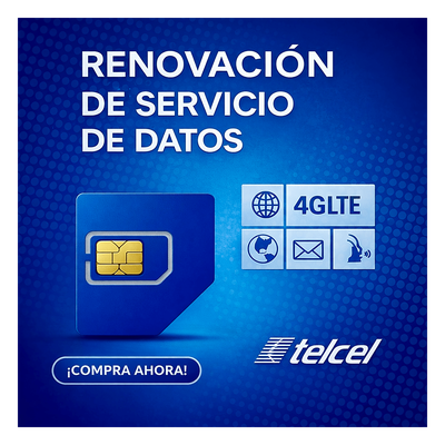 RSIM10GBTELCEL - Renovación de Plan de Datos / 10 GB Mensuales / 1 Año / Roaming EUA y Canadá / Cobertura Nacional México