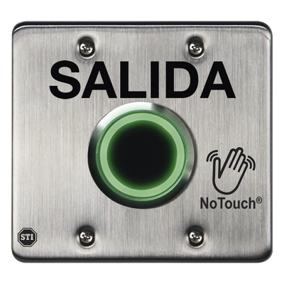 NT-SS201-ES - Botón de Salida NoTouch / Sensor Infrarrojo IR / Acero Inoxidable 304 / Salida Doble / Contacto Seco Forma C / LED Bicolor / 4.5 x 4.5 x 0.26 pulgadas