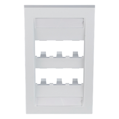 CFPE6WHY - Placa de Pared Vertical Ejecutiva / 6 Puertos Mini-Com / Perfil Elevado / 69.8 x 114.3 mm (2.75 x 4.5 pulg.) / Blanco