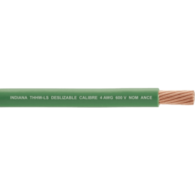 SLY-287-GRN - Cable THW-LS / Calibre 4 AWG / 19 Hilos / 90°C Seco / 75°C Mojado / Verde / Venta por Metro