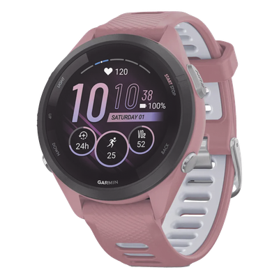 10-02810-05 - Forerunner® 265S, Bisel negro con carcasa en rosa y correa de silicona en rosa/gris