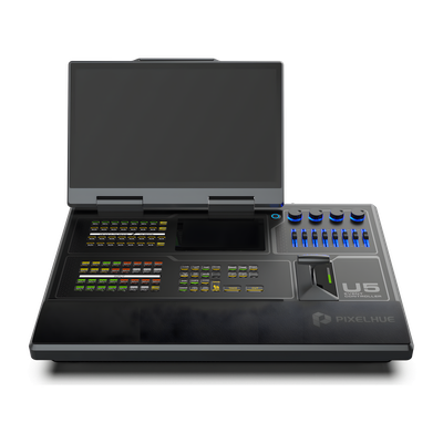 U5 - Controlador de Eventos / Pantalla Táctil 21.5" / Pantalla Inteligente 8" / 87 Botones LCD Programables / 4 Encoders y 8 Faders / HDMI 2.0 / 12G-SDI / Control MIDI y KVM / Diseño Plegable