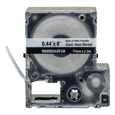 H000X044H1M - Casete de Etiquetas Termocontráctiles / Poliolefina Grado Militar / 11.2 mm Ancho / 2.4 m Largo / 16-10 AWG / Blanco