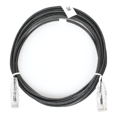 LP-UT6-300-BK-28 - Cable de Parcheo Slim UTP Cat6 / 3 m (9.84 ft) / 28 AWG / 1 Gbps / RJ45 / Negro