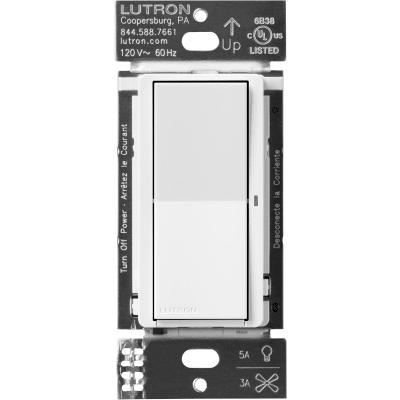 DVRF5NSWH - Interruptor Inteligente de Pared / On/Off No Regulable / 120 V con Neutro / 5 A LED / 600 W Incandescente / Control Pico y Smart Hub / 3 Vías