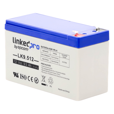 LK9.512 - Batería de Respaldo AGM-VRLA / 12 V / 9.5 Ah / Vida Útil 5 Años / Terminales F1 + Adaptador F2 / Certificación UL