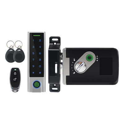 ACCESS7-X - Kit de Cerradura Inteligente Inalámbrica / Teclado Metálico IP65 / 900 Usuarios Tarjeta/PIN / 100 Huellas / Alcance 30 m (98.4 ft) / 433 MHz