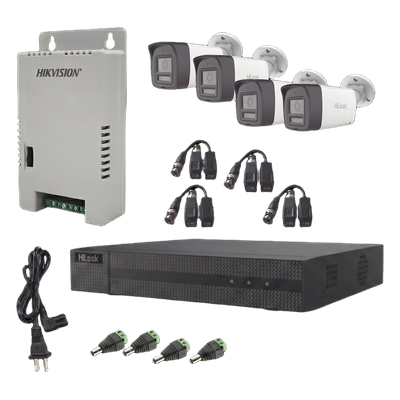 HL-2080P-4B-TWA - Kit de Videovigilancia TurboHD / 4 Canales + 1 IP / 2 Megapixel / Audio Bidireccional / Dual Light 30 m (98.4 ft) IR 20 m (65.6 ft) / Exterior IP67 / Fuente Regulada 12-15 VDC