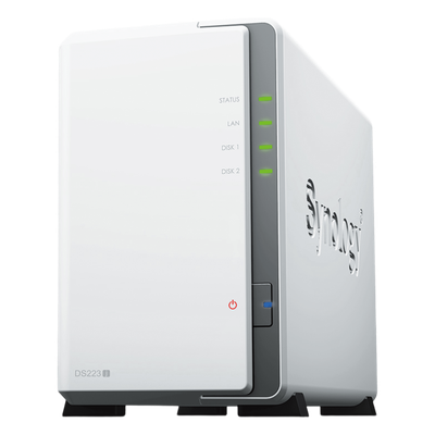 DS223J - NAS de 2 Bahías / CPU 4 Núcleos 1.7 GHz / 1 GB DDR4 / LAN 1GbE / USB 3.2 Gen 1 / RAID 0, 1, JBOD, SHR