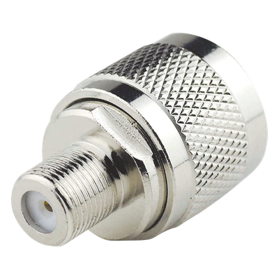 TT-CON-540 - Adaptador Coaxial RF / N Macho a F Hembra / Montaje en Línea / Bronce Niquelado / Contacto Oro / Teflón / -20℃ a 80℃