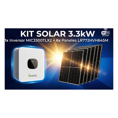 MIC3300KIT2 - Kit Solar Interconexión / 3.3 kW / 220 Vca / 6 Módulos 645 W / Wi-Fi / Montaje Incluido