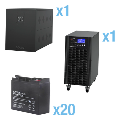 HSTP3T15K100P-5MIN-STARTUP - UPS Trifásico de 15 kVA/15 kW, Topología Online Doble Conversión, Voltaje de 208/220 Vca de L-L, Respaldo de 5 Minutos al 100% de Carga, Incluye Módulo y Banco de Baterías