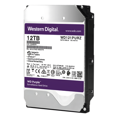 WD121PURZ - Disco duro WD de 12TB / 7200RPM / Optimizado para Videovigilancia
