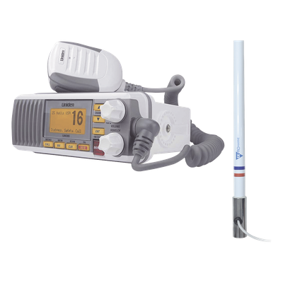 UM385/KIT5101 - Kit de radio marina VHF / 156-163 MHz / Antena 2.4 m (7.9 ft) / 25 W / IPX4 / GPS integrado