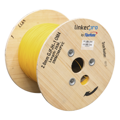 2MMOM4PVC - Fibra Óptica Multimodo OM4, 2 mm, Simplex, Tight Buffer, 900 micras, Color Amarillo, Precio Por Metro, (Hasta 2000 Metros en un Solo Tramo de Cable)