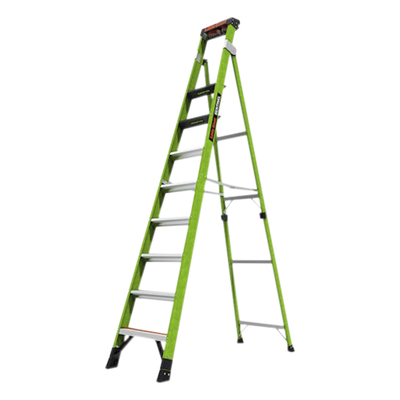 SENTINEL10 - Escalera de Fibra de Vidrio / 3.05 m (10 ft) / Capacidad 170 kg (375 lbs) / Tipo IAA / Doble Configuración / Almohadilla Giratoria / Peldanos Extra Anchos