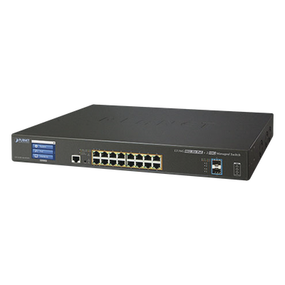 GS-5220-16UP2XVR - Switch Administrable Capa 3, 16 Puertos Gigabit con PoE 802.3bt, 2 Puertos 10 G SFP+, Pantalla Táctil (400 W)