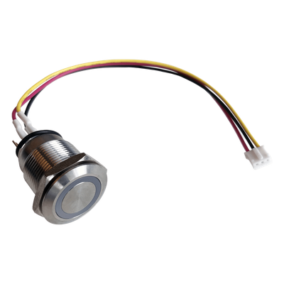 S-B90W43 - Botón de Acero Inoxidable / IP65 / 19 mm / LED Programable 3.3V / 4 Canales / Cable 60 cm (1.97 ft)