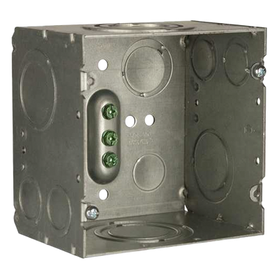 HUB260 - Caja de Conexión Cuadrada / Acero Soldado / 4.69 x 4.69 in / Profundidad 3-1/4 in (82.55 mm) / 66.7 in³ / Entradas 1/2" a 2" / UL Listed