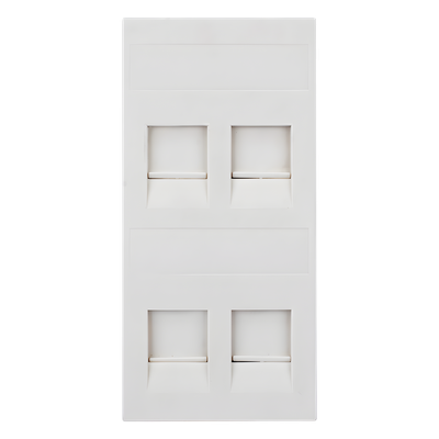 SM-FP-4-KEY - Placa Plana de Voz y Datos con Guardapolvo / 4 Puertos Keystone / Color Blanco / 108 x 52 mm / 5 mm Profundidad / Compatible Cajas Pavimento