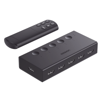 90512 - Conmutador HDMI / 5 Entradas 1 Salida / 4K@60Hz / HDMI 2.0 / 18Gbps / IR 10m (32.81 pies) / USB-C
