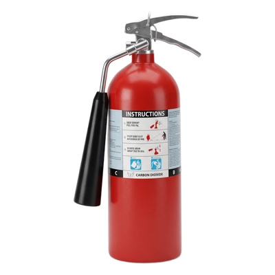 CO5LB - Extintor de CO₂ / Clasificación UL 2-B:C a 10-B:C / Capacidades 5 lb a 20 lb (2.27 kg a 9.07 kg) / Válvula de Cierre Integral / Bocina / Certificación Canadá / Uso en Baja Temperatura -22 °F (-30 °C) / 6.56 pies de alcance