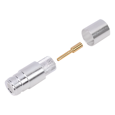 RFN-1028-2L2 - Conector RF / N Hembra / Anillo Plegable / LP600 LMR-600 7977A CNT-600 / Cuerpo Bronce Plateado / Contacto Oro
