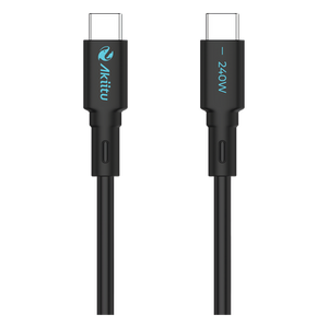 AK-PAC24SM-S - Cable de Carga USB-C a C / 240W / GaN / 480 Mbps / 1 m (3.28 ft) / Magnético / Silicona Médica / Aluminio Anodizado