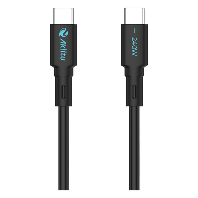 AK-PAC24SM-S - Cable de Carga USB-C a C / 240W / GaN / 480 Mbps / 1 m (3.28 ft) / Magnético / Silicona Médica / Aluminio Anodizado
