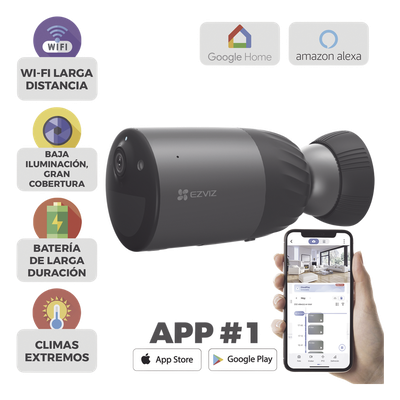 CS-BC1C - Cámara IP Inalámbrica / 2 Megapixel / Batería Recargable 7800 mAh / Visión Nocturna Color 10 m (32.8 ft) / Wi-Fi 2.4 GHz / IP66 / Audio Bidireccional / Sirena Integrada