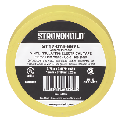 ST17-075-66YL - Cinta Aislante Eléctrica / PVC 0.18 mm / 19 mm x 20.12 m (66 ft) / 600V / UL 510 / Amarillo