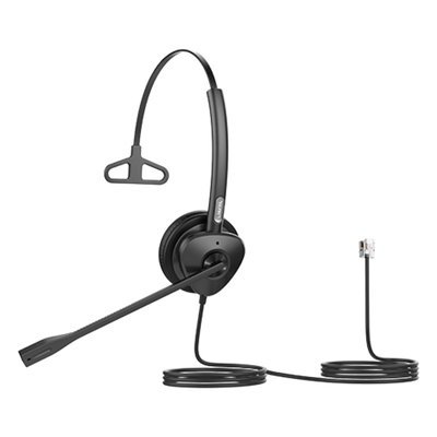 HT301 - Diadema Monoaural / Audio HD Wideband / Cancelación Pasiva de Ruido / Brazo Ajustable 260° / Conexión RJ9 / Diseño Ultraligero 73 g