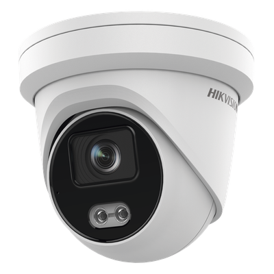 DS-2CD3347G2-LS(U)(C) - Cámara Turret IP / 4 Megapixel / Color 24/7 / Luz Blanca 40 m (131.2 ft) / Lente 4 mm / WDR 130 dB / IP67 / Audio Integrado