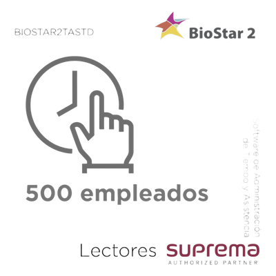 BIOSTAR2TASTD - Software de Administración de Tiempo y Asistencia / 500 Empleados / Horarios Fijos y Flexibles / Reportes Detallados