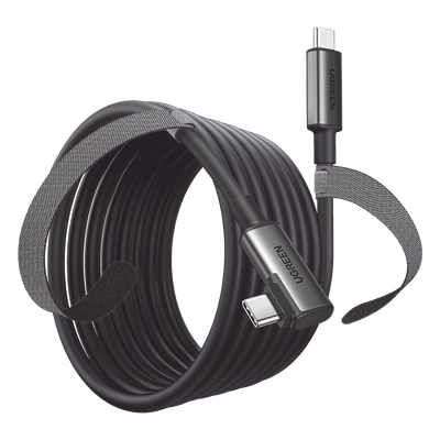 90629 - Cable USB-C a USB-C / 5 m (16.4 ft) / USB 3.0 5 Gbps / Carga 3A / Conector Angulado 90° / Nylon Trenzado