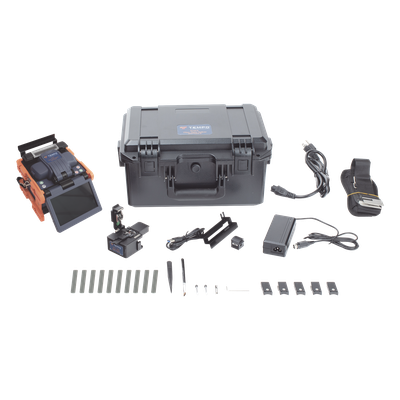 915FS-KIT1 - Fusionadora de Fibra Óptica / Alineación Activa por Revestimiento / 4 Motores / Pérdida SM 0.02 dB / Pantalla Touch 5.0" / IP52 / 150 Empalmes por Carga