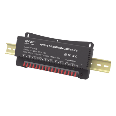 NV-1615.DC - Fuente de Poder / 16 Canales / Salida Ajustable 12/13.5/15 Vcc / 16 A / 48 W / Montaje en Pared / -20°C a 70°C
