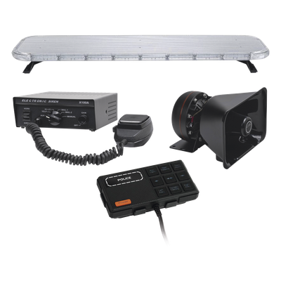 X75RBASKIT - Kit de Equipamiento para Unidades de Seguridad Pública / Barra LED 132 LEDs Hyperlux / Sirena 100W / Control de Tráfico Ámbar / IP65 / SAE