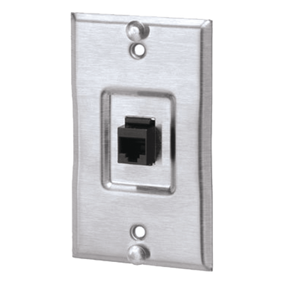 KWP5EY - Placa de Pared Telefónica, Salida de 1 Puerto Keystone, Con Jack Cat5e Estilo TP, de Acero Inoxidable
