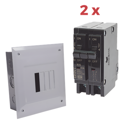 KITC2Q420E - Kit Centro de Carga 4P para empotrar con 2 Interruptores Térmicos de 2 Polos, 20Amp 120/240Vca 10kA.