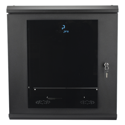 SR-19-12-GN3G - Gabinete Rack de Pared / 12 Unidades / 19 Pulgadas / Carga 100 kg / Vidrio Templado / Acero Calibre 18 / Ventilación Superior 120 mm