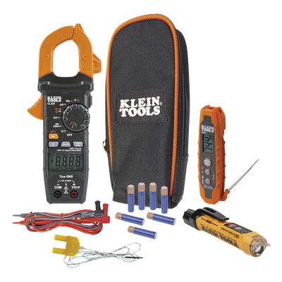 CL320KIT - Kit Prueba HVAC / Multímetro Gancho TRMS / Termómetro Dual IR -40 a 300 °C / Detector NCVT 12-1000V CA / Ciclo Servicio / Linterna