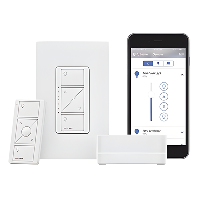 PBDGPROPKG1W - Kit de Iluminación Inteligente / Hub Pro / Atenuador 150 W LED / Control Remoto Pico / Sin Neutro / HomeKit, Alexa, Google Assistant